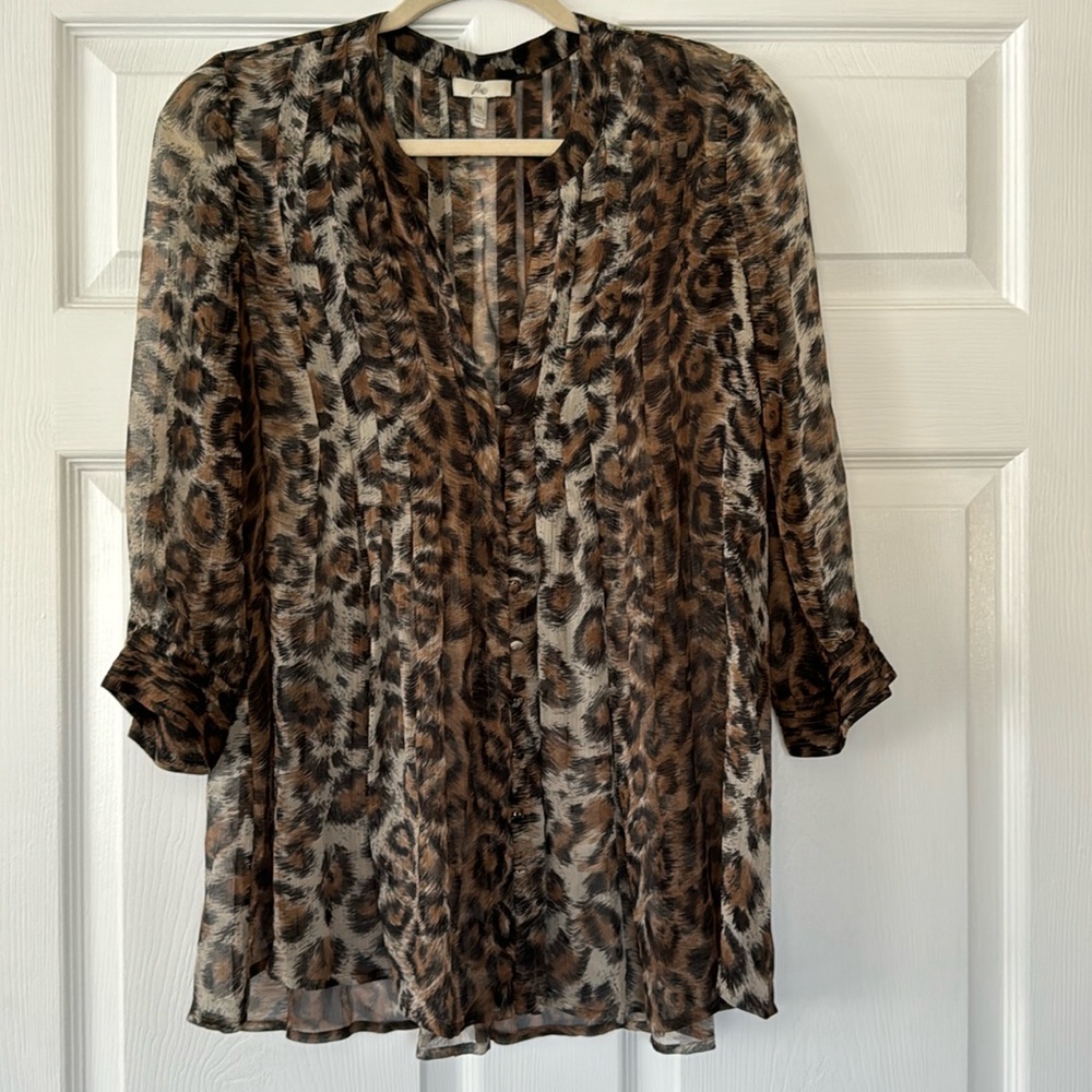 JOIE Animal Print Boho Blouse Top - Size Medium